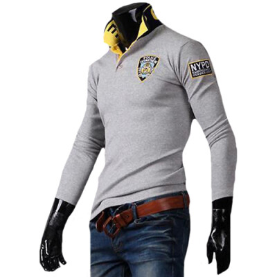 

CT&HF Men Fashion Leisure T-Shirt Hot Selling Cotton Long Sleeve Tops Lapels Thickening Contracted T-Shirts For Men