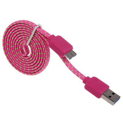 

Braided Flat Cable Micro USB 30 Data Sync Charging Cord For Samsung Galaxy Note 3 N9000 S5