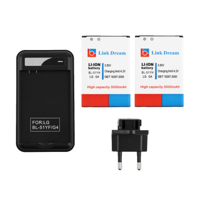 

3000mAh 2 Backup Batteries & Battery Charger & EU Adapter for LG G4