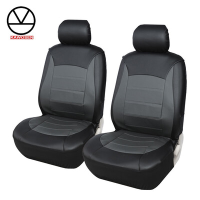 

KAWOSEN Car Seat Cover PU Leather Front Seat Covers Universal Fit Car Accessories For Seat Protector BlackGray Car-Styling