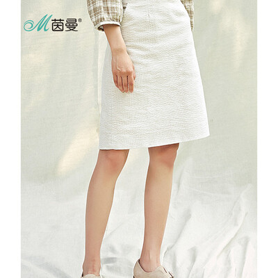 

INMAN 2018 autumn new literary retro classic durable corduroy high waist skirt female 18831VP10022 light gray apricot