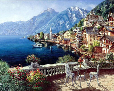 

Seascape Oil Painting Diy Paint by Numbers Kit on Canvas with Acrylic Paints without Wooden Framed for Adults - Blue Sea