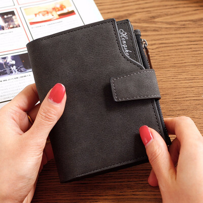 

Ladies short wallet candy color buttons wallet multi card womens zero wallet frosted zipper bag