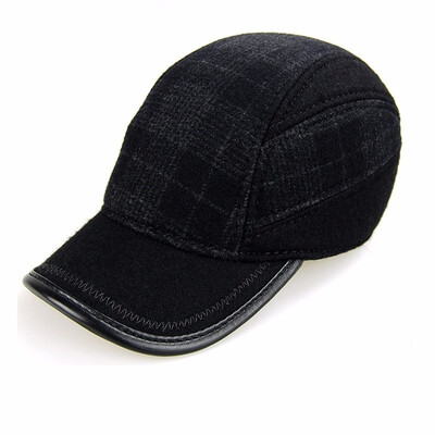 

High Quality Autumn Winter Hat Male Warm Head Mens Baseball Hat Winter Wool Baseball Cap New Year Gift B-7223