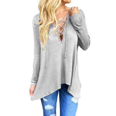 

CT&HF Women Leisure Fashion Cotton T-Shirt Irregular Design Pure Color Round Collar T-Shirt Korea Contracted Personality Tops