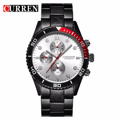

CURREN 8028 Elegant Quartz Steel Watch Mens Wristwatches with Point ScalesRound Dial-Black