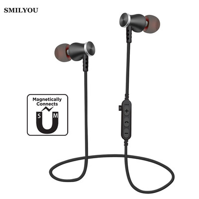 

MPLSBO T5 Bluetooth Earphone with Mic Headphones metal Sport Wireless Earphones Stereo Magnetic Headset Earbuds for smart phone
