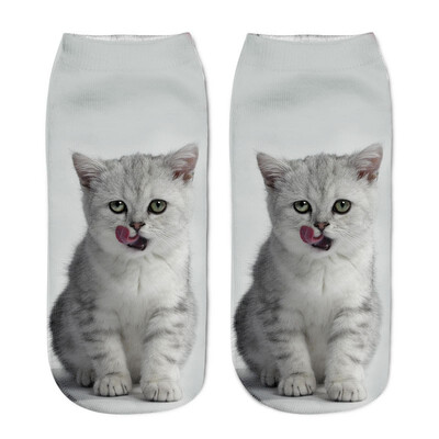 

1 Pair Funny Unisex Short 3D Cat Printed Anklet Casual Socks