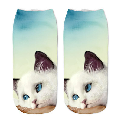 

1 Pair Funny Unisex Short 3D Cat Printed Anklet Casual Socks