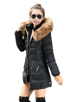 

New Women Winter Cotton Padded Coat Warm Puffer Jacket Fur Collar Slim Outerwear