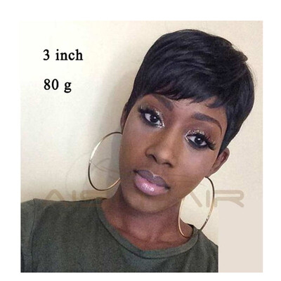 

QianBaiHui Short Layered Wigs for African American Women Black Heat resistant Synthetic Hair Wigs with Bangs Wig Cap