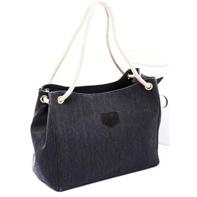 

SMOOZA high quality Fall 2018 new canvas handbag personality contracted large bag rope single shoulder bag women handbag big bag