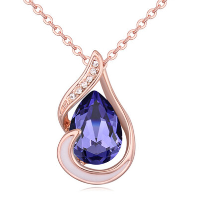 

Original Crystal from Austrian Elements Waterdrop Necklaces Pendants Rose Gold Color Chain Collier Bijoux For Women Best Gift 2166