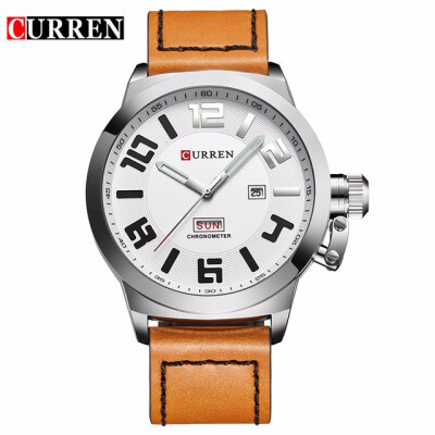 

Curren Watches 2018 watch men top brand luxury relogio masculino Quartz Wristwatch leather band 8270