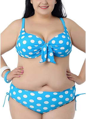 

2018 Plus Size Polka Dot Knot Bikini Set