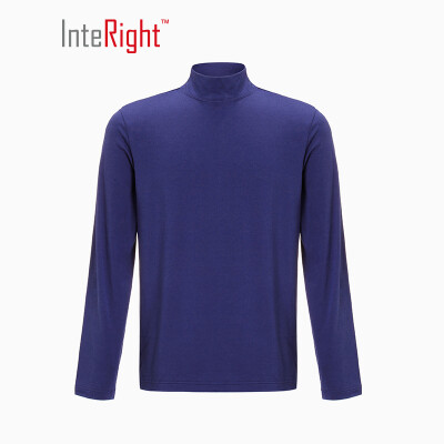 

INTERIGHT Mens Soft Bamboo Cotton Half Turtleneck Joker Long Sleeve T-Shirt Deep Lake Blue L