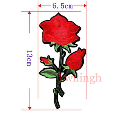 

1 Piece Plum Blossom Flower Patches Iron on 3D Embroidered Patch Red Rose Applique Sew On DIY Repair Accessories Clothes Patches