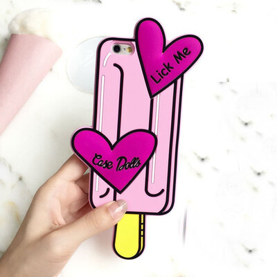 

New Tumblr Summer Cartton Pink Case Boys Tears Lip Ice Cream Icecream soft Silicone Case Back Cover For iphone 6 6s 6Plus