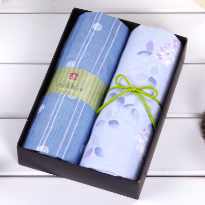 

Japan Uchino UCHINO&wind 2 sets of towels gift box pure cotton gauze exquisite elegant&comfortable water blue 1 70g bar size 34 83cm