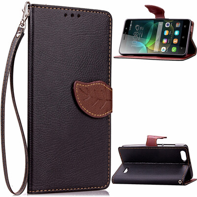 

MOONCASE [Leaves Magnetic] Wrist Strap Flip PU Leather Wallet Card Pouch Bracket Stand Back Case Cover for Huawei Honor 4C