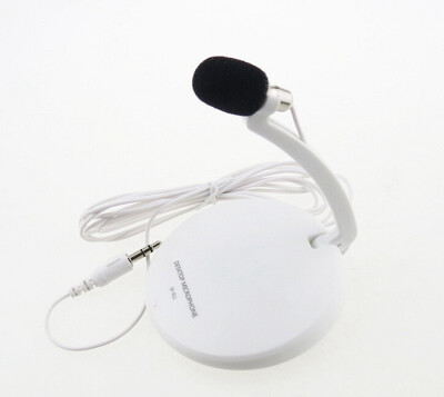 

White Condenser Desktop Tie-clip windscreen 35mm Microphone MIC For PC Laptop