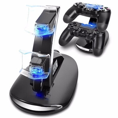 

LED Blue Light Dual Controller PS4 Gamepad Charger Stand Fast Charging Dock Station Wireless Controller Game Handle Bracket
