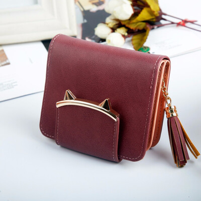 

Korean version PU leather lady short short wallet simple seventy percent off buckle multifunctional Wallet