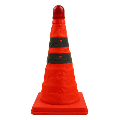 

Tencent CT car warning reflective road cone portable folding roadblock cone retractable lifting warning emergency cone ice cream cone traffic roadblock cone 60cm with LED warning light