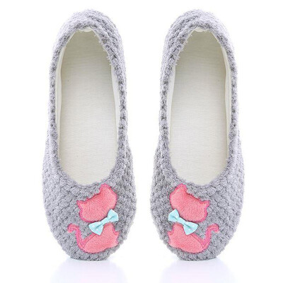 

Qingyi month shoes cotton slippers soft bottom non-slip winter warm home slippers pregnant women shoes cat gray 38-39