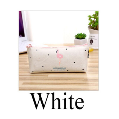 

Fashion New School Supplies Cosmetic Large Capacity Flamingo Pencil Case Zip Coin Bag Canvas Makeup Pouch