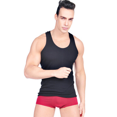 

Langsha Men's Vest Stretch Solid Color Sports Повседневная мода Модная нить Хлопок Жилет Черный 175 / XL