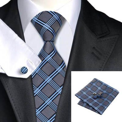 

2016 New Hot selling Vogue Men Silk Tie Set High Quality 100 Silk Necktie Handkerchief Cufflink Set for Formal Wedding Party