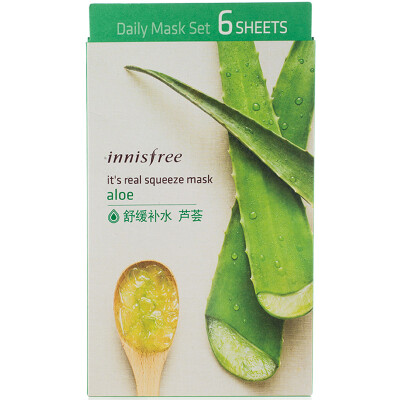 

Innisfree (Innisfree) действительно экстракционной Xianrun Mask - Aloe Vera 20мл * 6 (увлажняющий питательный сна Radiance для ухода за кожей)