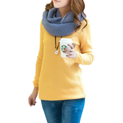 

CT&HF Women Casual Knitting Pocket Loose Pullover Sweater