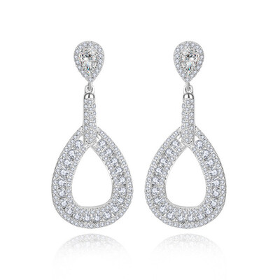 

Aiyaya Platinum Plated Double Heart Waterdrop Drop Earrings High Quality