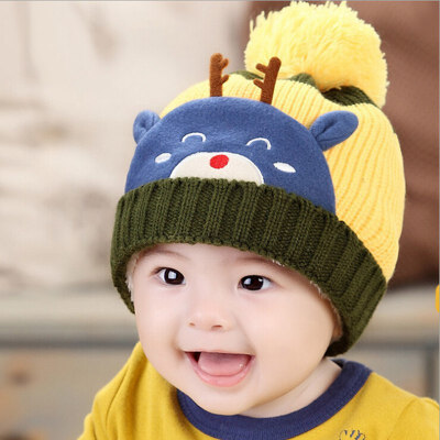 

Buebos Ninos Winter New Baby Hat Korean Deer Shape Cashmere Plush Baby Kids Boys Girl Warm Knitted Beanie Hat