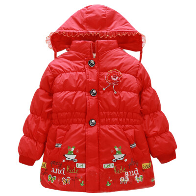 

Girl Kid Baby Child Thick Flower Quilted Coat Hoodie Jacket Hooded Warm Snowsuit