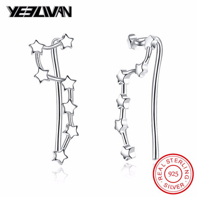 

New 925 Sterling Silver Big Dipper Constellation Women Earrings Sweep Climber Gold Color Clip Earrings Design Fashion Jewelry
