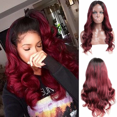 

9A Wave Lace Front Human Hair Wigs Wine Red Color Brazilian Virgin Hair Wigs with Baby Hair 130 Density for Women10-26 inches