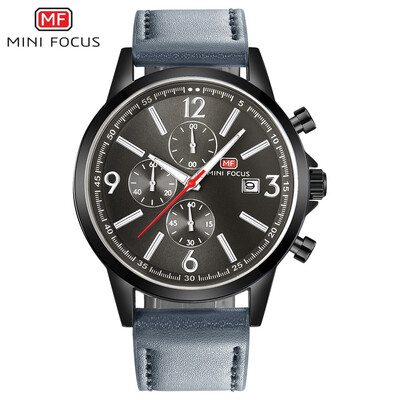 

MINI FOCUS Brand Fashion Leather Strap Sport Men Quartz Watch MF0084G
