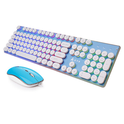 

Jinhetian KM027 office keyboard&mouse set desktop computer mouse&keyboard set game mouse keyboard set mechanical feel wired keyboard laptop keyboard blue