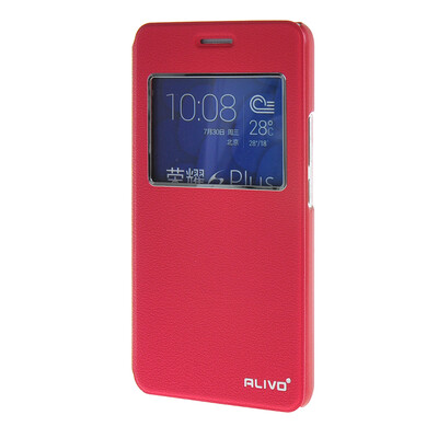 

MOONCASE ЧЕХОЛ ДЛЯ Huawei Honor 6 Plus Slim View Window Leather Flip Bracket Back Cover Hot pink