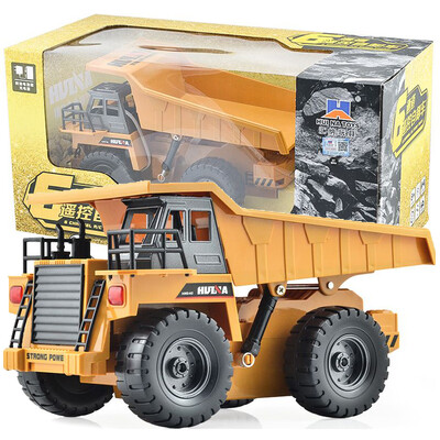 

HUI NA TOYS 6-channel wireless remote control charging alloy version dump truck dump truck truck truck metal mining truck
