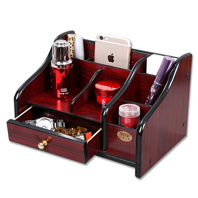 

TRNFA TN-710 Wooden Penholder Storage Office Office Table Finishing Shelf Closet Cosmetics Remote Control Storage Box