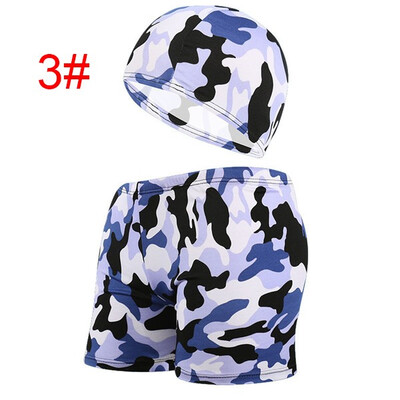 

Men&39s Large Size Swimming Trunks Sports Wear Beach Boxer Shorts with Swimming Cap