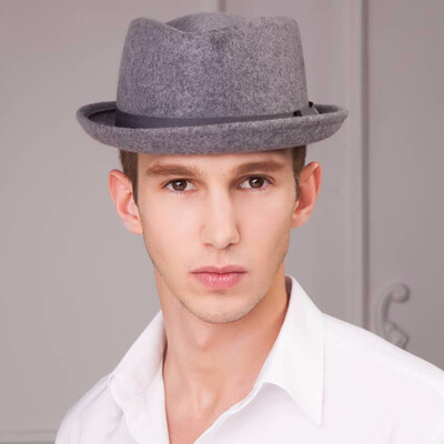 

men spring&autumn woolen fedoras jazz hat flat casual fashion roll-up hem cap short brim fashion plus size B-1348