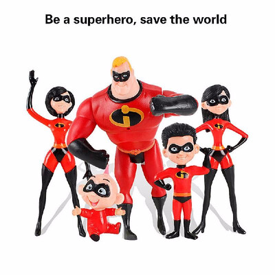 

The Incredibles 2 Family 5-Pack Junior Supers Action Figures 3inches Tall Poseable Movie Figure Toy
