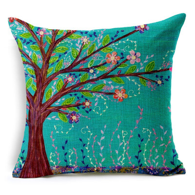 

2018 Natural Style Fashion New Cushion Tree Print pillow Bed Sofa Home Decorative Pillow Fundas Para Almofadas Cojines