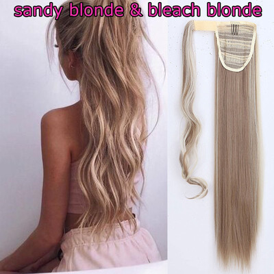 

Hot Sell Sexy Long Straight Curly Tie upWrap Around Ponytail Clip in Hair Extensions 17-26 inch