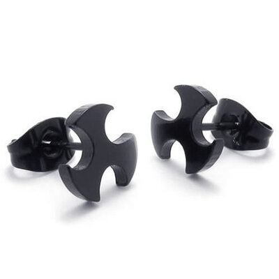 

Hpolw Mens Stainless Steel Black Stud Earrings Blade Style 2pcs Color Black